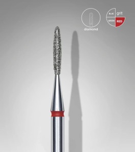 Frez diamentowy płomyk czerwony EXPERT średnica 1,4 mm / część robocza 8 mm